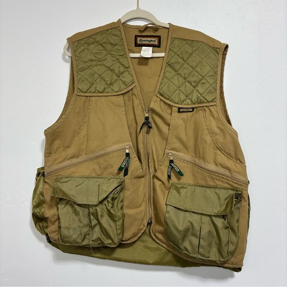Remington Hunting Shooting Vest Men's XL VTG Game Bag Pocket Zip Front Tan - Picture 1 of 10